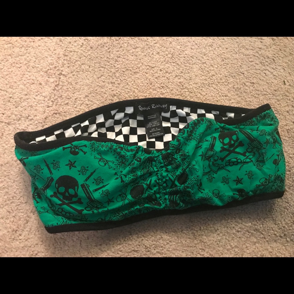 Black and Green skull bandeau